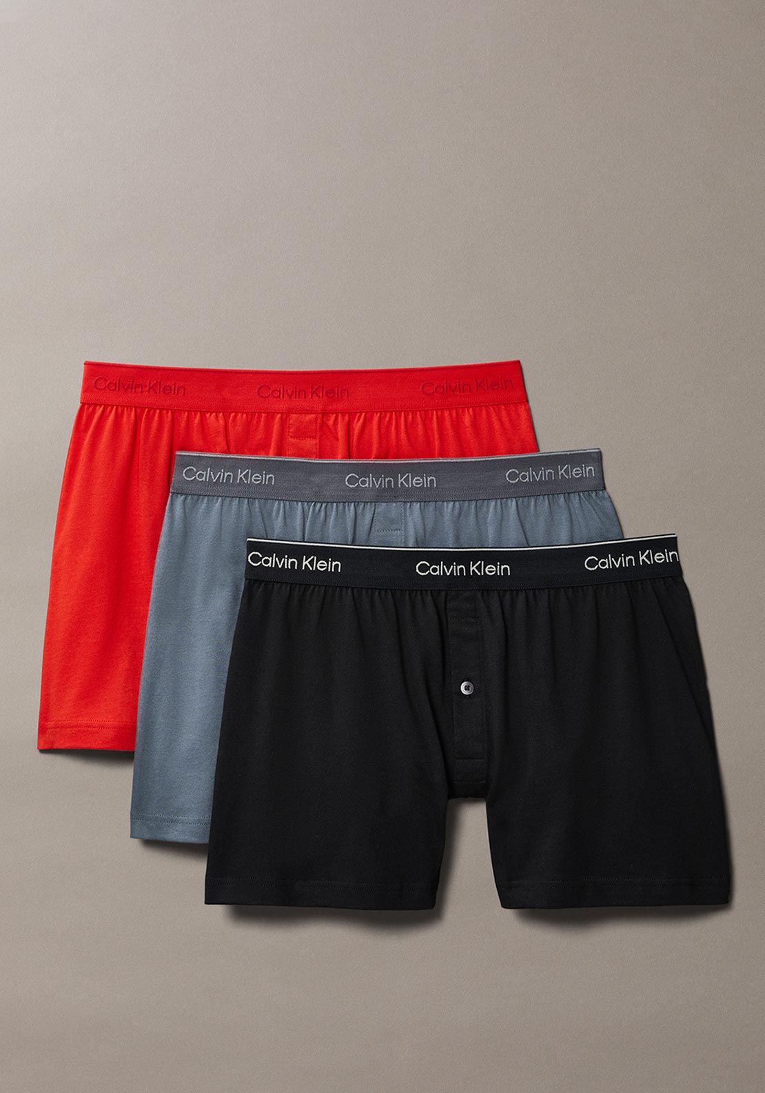 Calvin Klein3 Pack Cotton Boxers, Red Multi