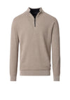 Casa Moda Textured Knit Quarter Zip Sweatshirt, Light Beige