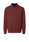 Casa Moda Textured Knit Quarter Zip Sweatshirt, Rust