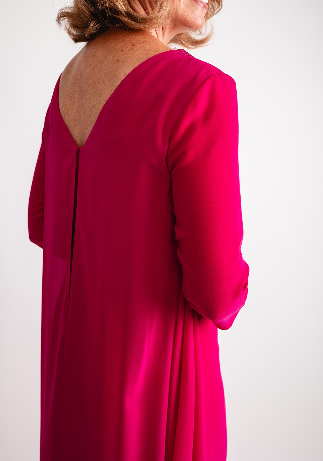 Cassandra Sue Diamante Trim Chiffon Dress, Pink - McElhinneys