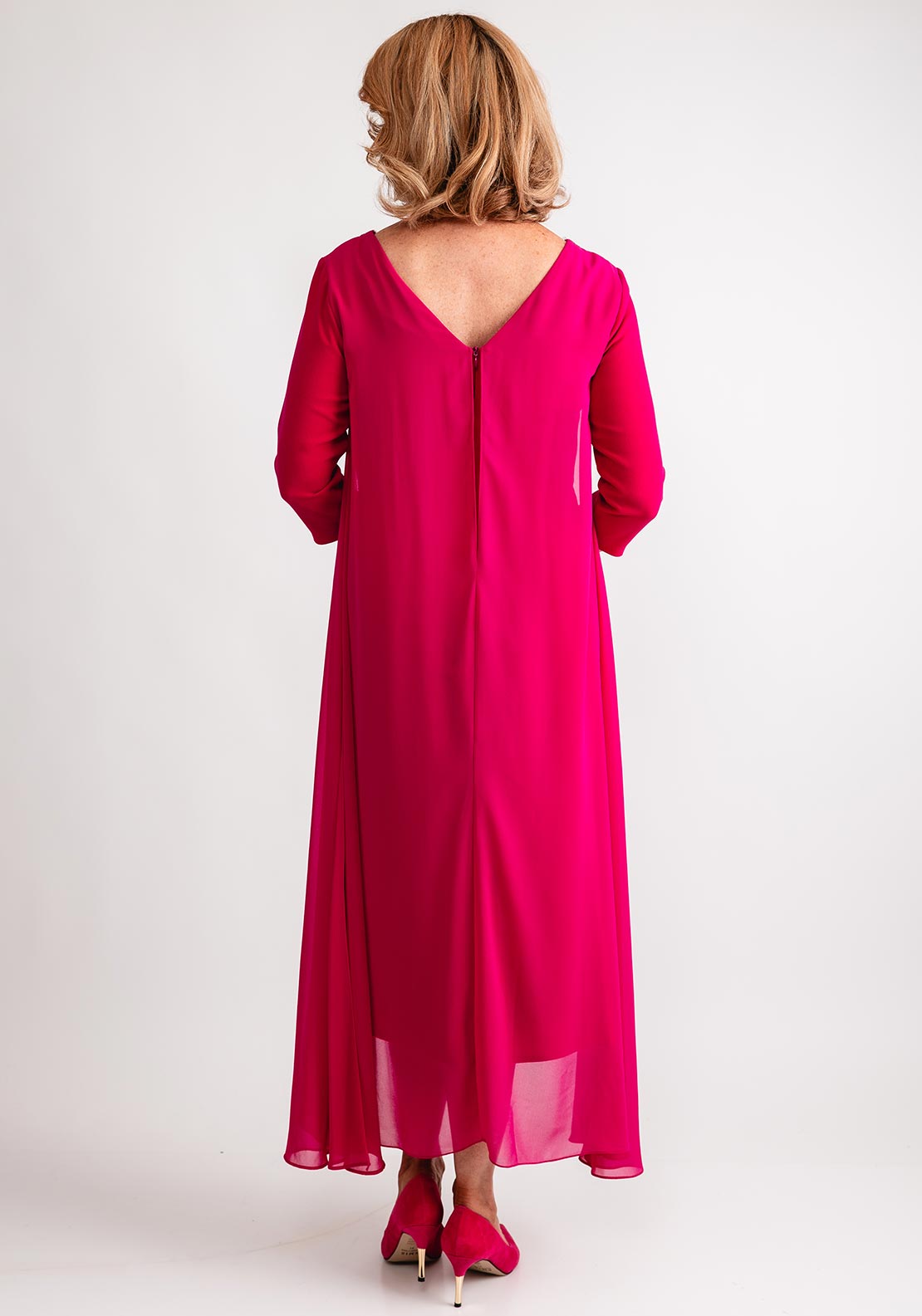 white christmas dresses Cassandra Sue Diamante Trim Chiffon Dress, Pink