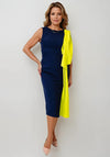 Casting Colour Block Pencil Dress, Navy and Lime