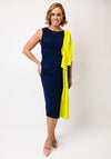Casting Colour Block Pencil Dress, Navy and Lime