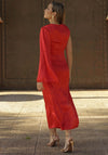 Cayro Dahlia One Sleeve Satin Maxi Dress, Coral Red