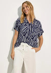 Cecil Printed Short Sleeve Blouse, Navy Multi