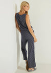 Cecil Abstract Print Sleeveless Jumpsuit, Night Sky Blue
