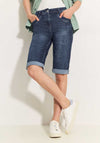 Cecil Knee Length Denim Shorts, Mid Blue