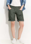 Cecil Subtle Stripe Long Shorts, Cool Khaki