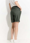 Cecil Subtle Stripe Long Shorts, Cool Khaki