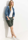 Cecil Subtle Stripe Long Shorts, Cool Khaki