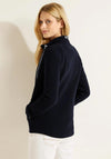 Cecil Full Zip Ribbed Sweatshirt Jacket, Navy