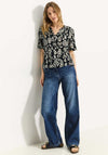 Cecil Ornamental Print Top, Black