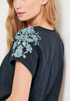 CECIL Floral Print Shoulder T-Shirt, Navy