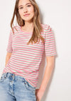CECIL Round Neck Stripe T-Shirt, Soft Pink - McElhinneys