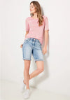CECIL Round Neck Stripe T-Shirt, Soft Pink