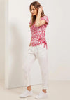 Cecil Crinkle Look Floral Top, Strawberry Red