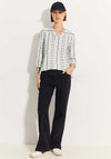 Cecil Embroidered Stripe Pattern Blouse, Vanilla White