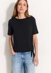 Cecil Gathered Boat Neck T-Shirt, Black