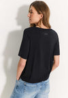 Cecil Gathered Boat Neck T-Shirt, Black