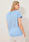 Cecil Text & Rhinestone Print T-Shirt, Tranquil Blue