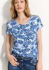 Cecil Abstract Fan Print T-Shirt, Azure Blue