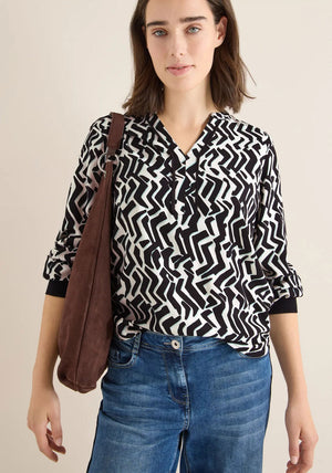 CECIL PIPING PRINT BLOUSE