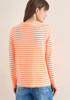 Cecil Striped Drawstring Neck Sweatshirt, Neon Orange