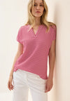 Cecil Striped V Neck Top, Red