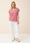 Cecil Striped V Neck Top, Red