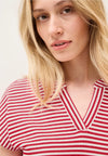 Cecil Striped V Neck Top, Red
