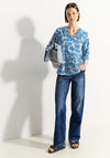 Cecil Printed V Neck Cropped Sleeve Top, Blue