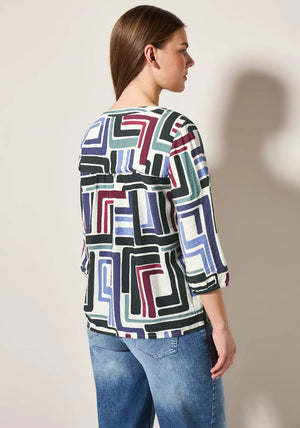 Cecil Geometric Print Round Neck Blouse, Multi Coloured