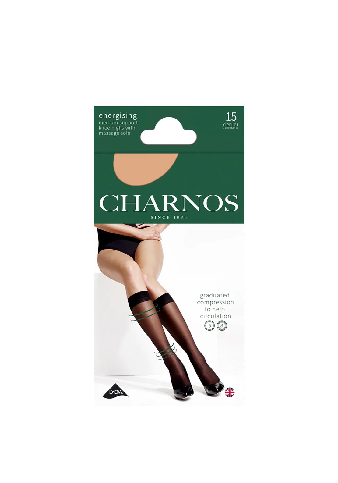 Charnos Energising Medium Support Knee Highs, Natural