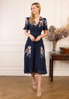 Hope & Ivy Clarice Embroidered Button Front Midi Dress, Navy