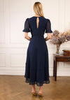 Hope & Ivy Clarice Embroidered Button Front Midi Dress, Navy