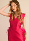 Caroline Kilkenny Feather Detail Cleo Dress, Lipstick Pink