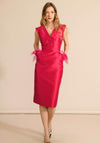 Caroline Kilkenny Feather Detail Cleo Dress, Lipstick Pink