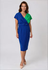Coco Doll Lola Belted Colour Block Dress, Blue and Green