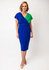 Coco Doll Lola Belted Colour Block Dress, Blue and Green