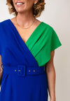 Coco Doll Lola Belted Colour Block Dress, Blue and Green