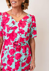 Coco Doll Sydney Corsage Floral Print Dress, Green and Pink