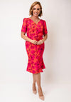 Coco Doll Sydney Corsage Floral Print Dress, Orange and Pink