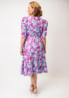 Coco Doll Veder Floral Belted A-Line Dress, Fuchsia and Turquoise