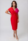 Coco Doll Lola Belted Colour Block Dress, Red and Pink