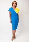 Coco Doll Lola Belted Colour Block Dress, Turquoise and Yellow