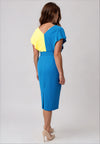 Coco Doll Lola Belted Colour Block Dress, Turquoise and Yellow