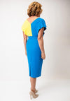 Coco Doll Lola Belted Colour Block Dress, Turquoise and Yellow