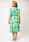 Coco Doll Veder Floral Belted A-Line Dress, Yellow and Turquoise