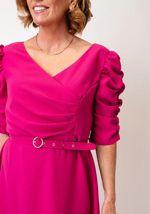 Coco Doll Veder Belted A-Line Dress, Pink