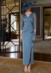 Couture Club Beaded Sleeve Pencil Dress, Blue